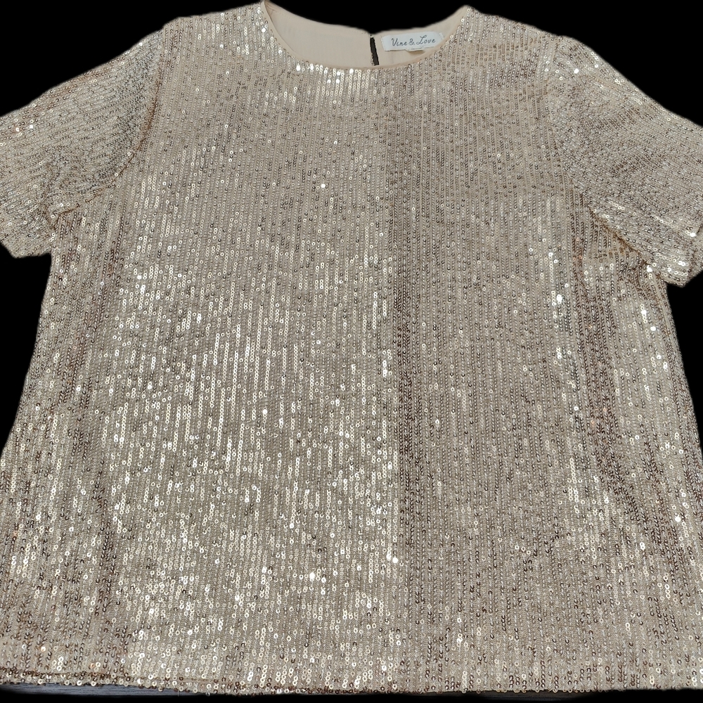 Gold sequin shirt sleeve blouse